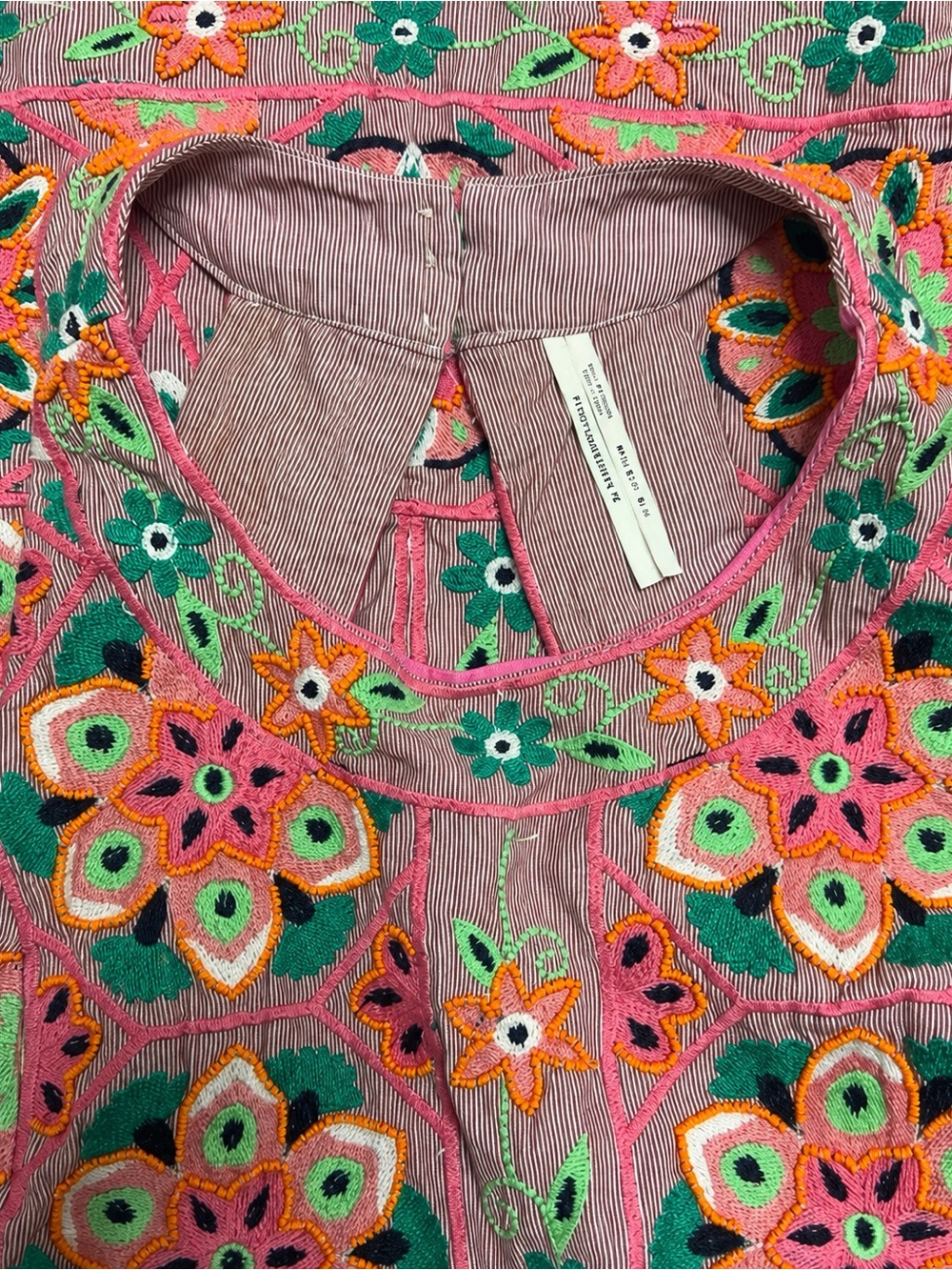 Anthropologie Embroidered Applique Shift Dress Pink - Picture 4 of 6